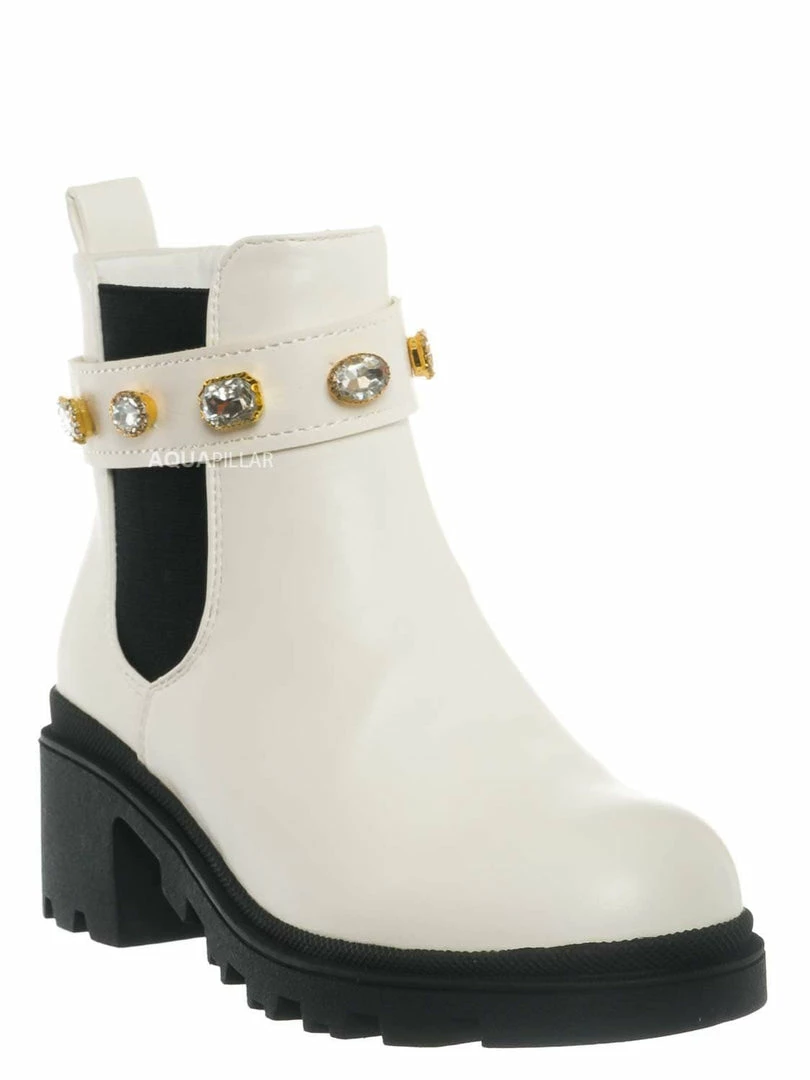 Forever Link Pacific08K Children's Rhinestone Jewel Chelsea Boots - Girl Ankle Bootie