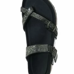 Bamboo Berk03 Rhinestone Molded Footbed Sandal - Women Crystal Slide In Contour Insole New