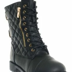 Forever Link New Mountain82K Boy Girls Quilted Lace Up Combat Boots