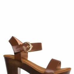 Top Moda New Melissa1 Clog Block Heel Platform Sandal-Lightweight Wooden Comfort Sandal