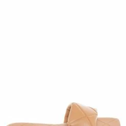 Bamboo New Block22 Quilted Flat Slipper Sandal - Womens Open Square Toe Slides