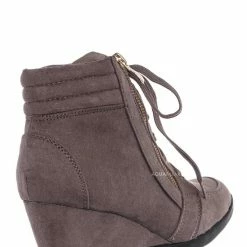 Forever Link Peggy56 90's Zip Hidden Wedge Sneaker - Athleisure Lace Up Casual Heel