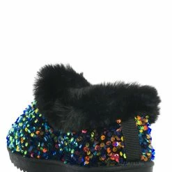 Bamboo Annie51 Shearling Sequins Slipper - Women Faux Fur Lined Bootie New