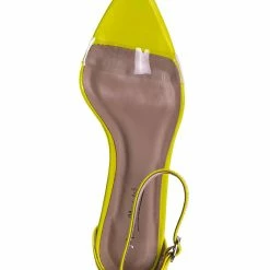 Anne Michelle New Exception10 Lucite Neon Stiletto Sandal - Women Clear High Heel Pointed Toe Shoe