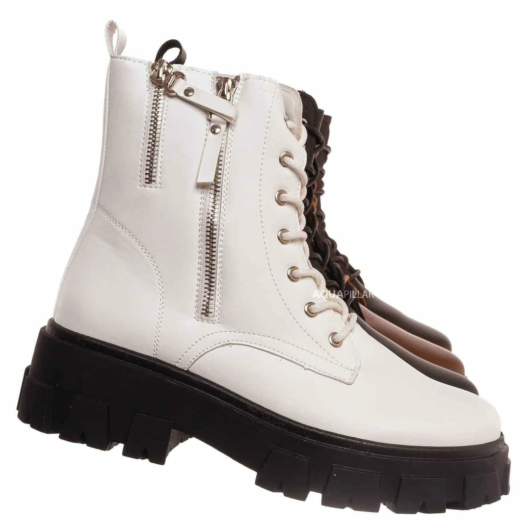 Forever Link Atlantic06 Double Zipper Lace Up Combat Bootie New