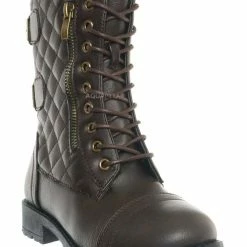 Forever Link New Mountain82K Boy Girls Quilted Lace Up Combat Boots