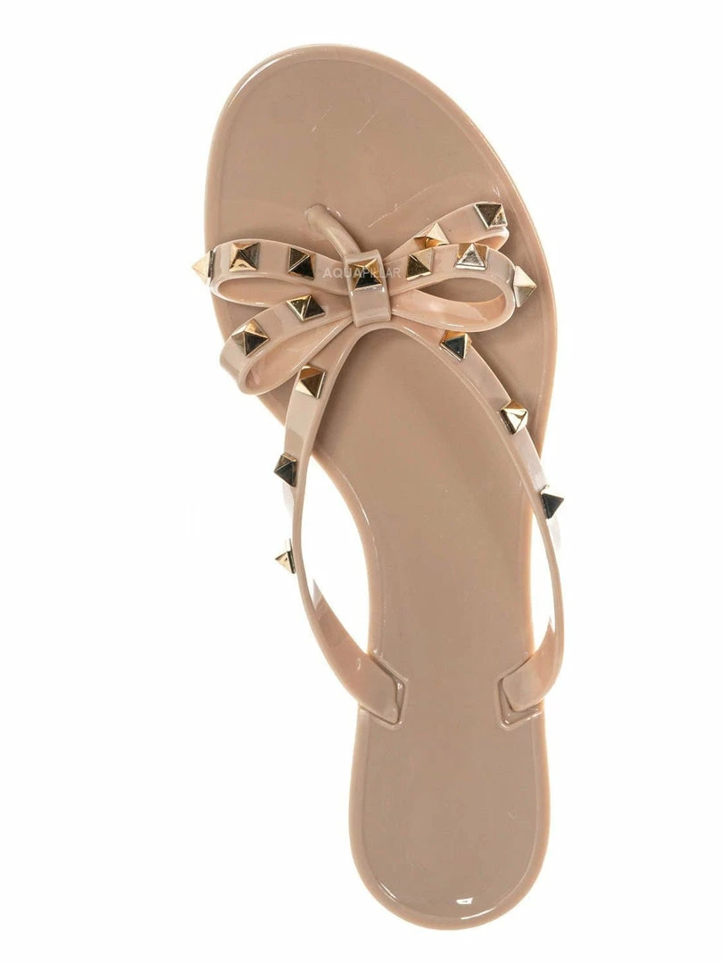 Bamboo New Studs01 Stud Jelly Slip On Slides - Beach Slipper W Metal Pyramid Stud