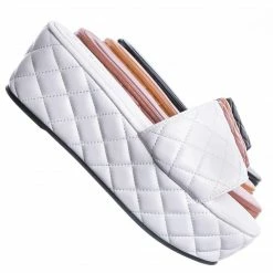 Bamboo New Purchase23 Quilted Flatform Slipper Mule - Platform Diamond Stitch Slide Sandals