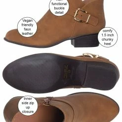 Aquapillar Gary10 Low Block Heel Ankle Bootie, Women Country Dress Boots New