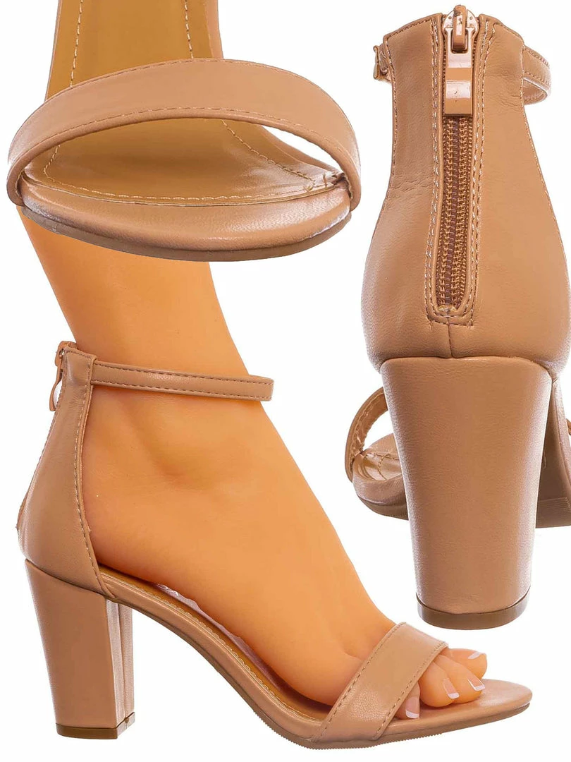 Top Moda Hannah1 Chunky Heel Two Piece Sandal - Women Evening Open Toe Dress Shoes New