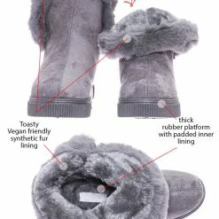 Bamboo Cozette03 Foldable Winter Faux Fur Slipper Bootie - Fold Shearling Snow Shoe New