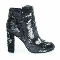 Bamboo Living39 Reversible Sequins Block Heel Ankle Bootie
