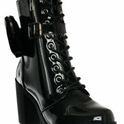 Forever Link Access39 Combat Bootie W Pouch - Women High Heel Ankle Boots New