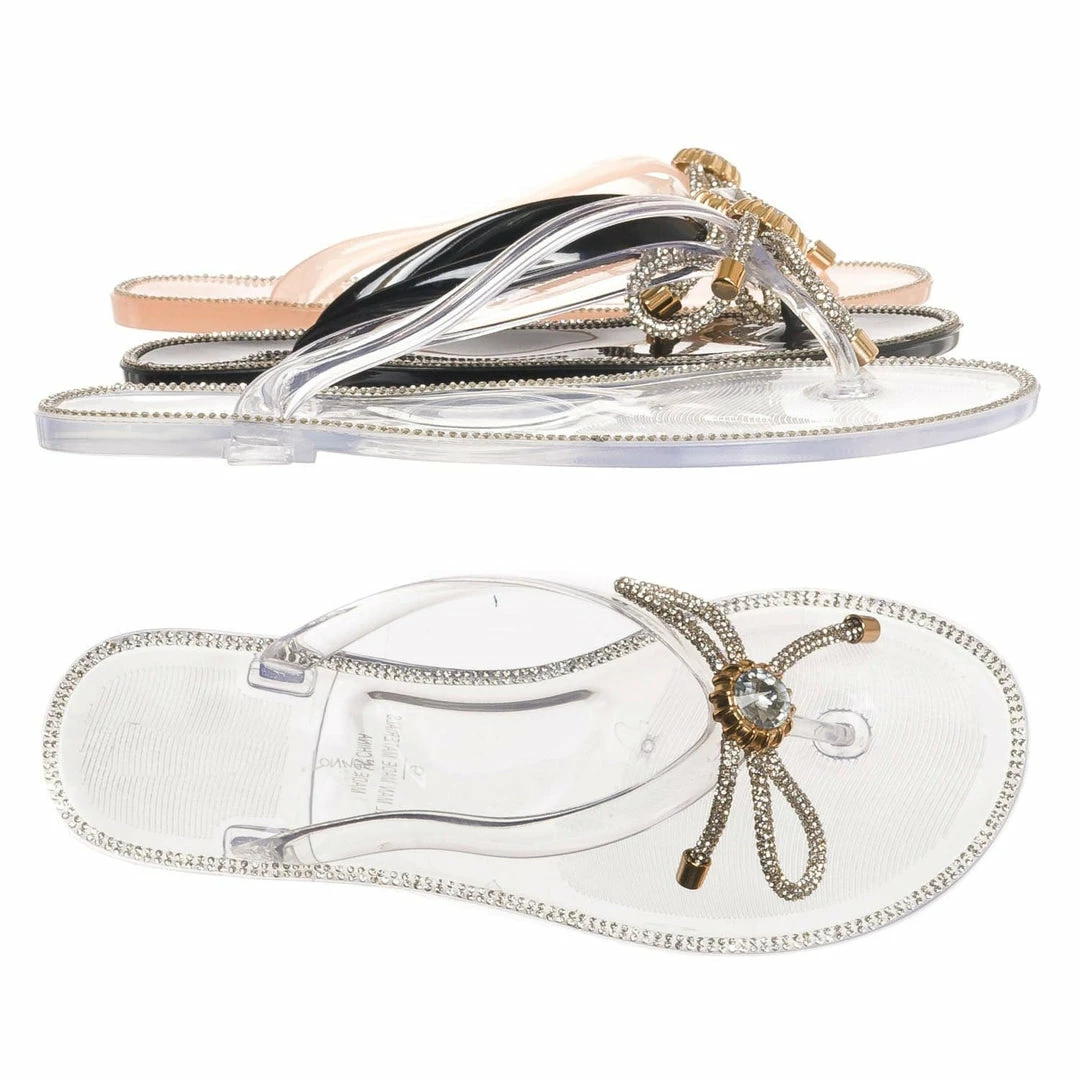 Wild Diva Jolie44 Rhinestone Crystal Jelly Slide, Women Lucite Flip Flop