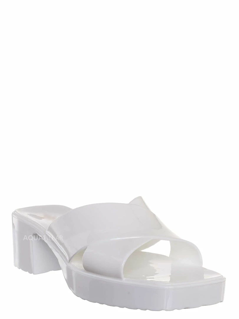 Glaze Delana3 Jelly Block Heel Clogs - Women Slip On Sandal