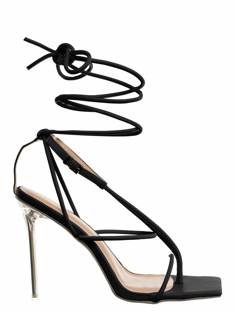 Wild Diva Bonia03 Spaghetti Strap Leg Wrap Sandal - Womens Dress Heel