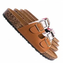 Bamboo Defeat57 Contoured Footbed Slide Sandal - Anatomical Molded Slipper Corks Shoes