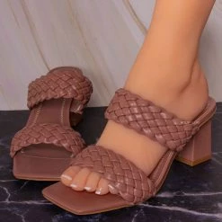 Bamboo Lasting20 Block Heel Woven Mule - Womens Braided Shoes