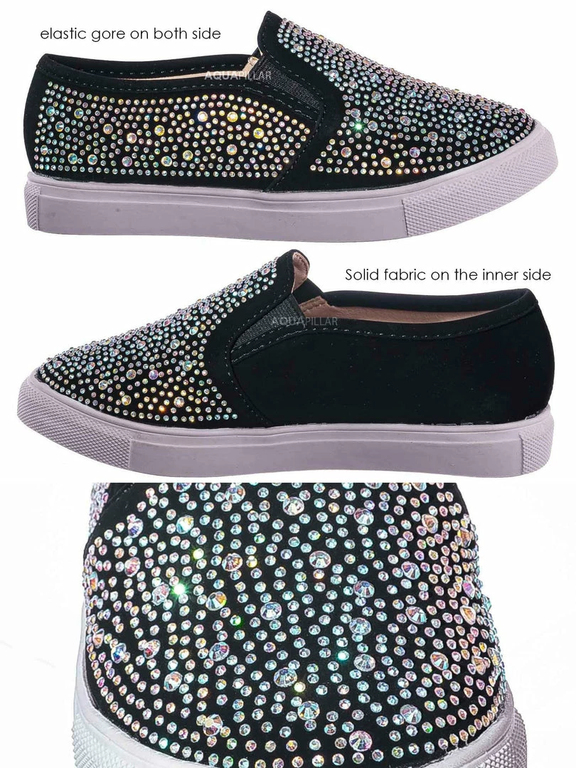 Forever Link Design08K Children Rhinestone Crystal Slip On Sneaker - Kids Girl Sporty Loafer New