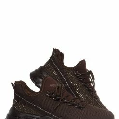 Bamboo New Hana47 Rhinestone Studded Knit Nylon Stretch Sneaker