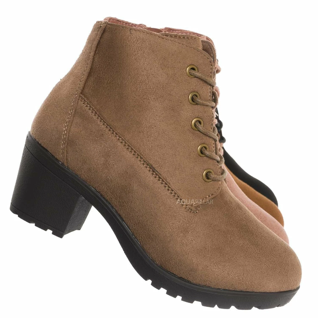 Forever Link Plus11K Girl's Block Heel Combat Ankle Bootie New