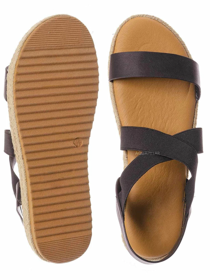 Bamboo New Superb22 Espadrille Elastic Flatform Sandal - Women Foam Padded Comfort Platform