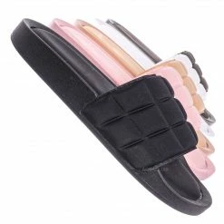 Forever Link New Comex16 Boho Quilted Padded Sandal - Women Slide Molded Footbed Slipper Sandal
