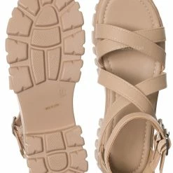 Bamboo New Benefit10 Sporty Lug-Sole Footbed Sandal, Women Flatform Gladiator Shoe