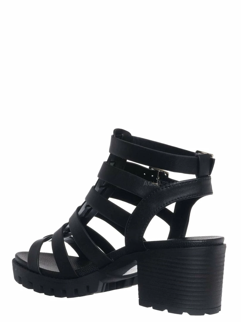 Soda Matilda Block Heel Gladiator Sandal, Womens Cage Clog