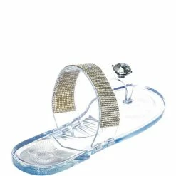 Wild Diva Jolie10 Rhinestone Jelly Toe Ring Sandals - Womens Crystal Pvc Toe Loop Glides New
