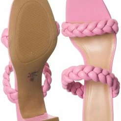 Soda Found Braided 3.5 Inch Block Heel Sandal - Women Thin Slide In Dress Mule