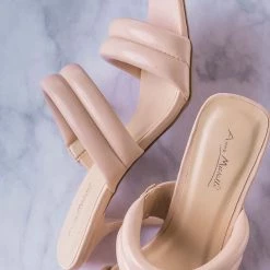 Anne Michelle Sharpen17 High Heel Puffy Slide Sandal - Women Stiletto Bubble Padded Slippers New