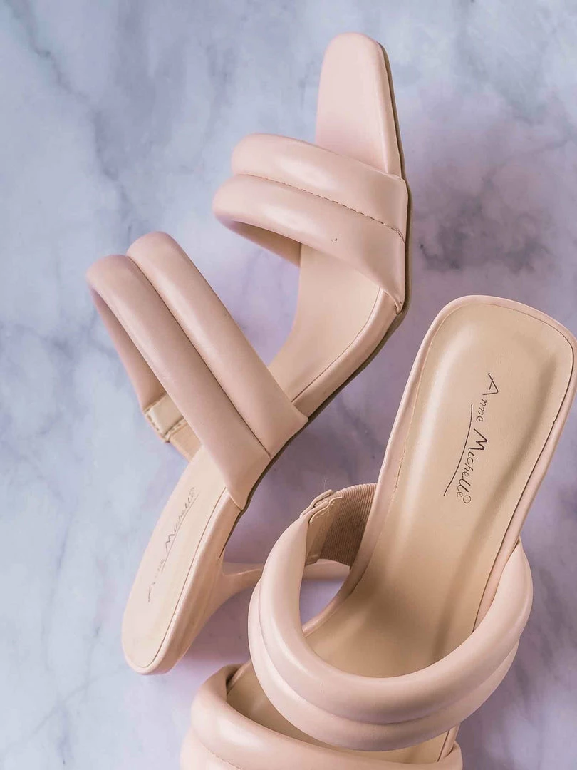 Anne Michelle Sharpen17 High Heel Puffy Slide Sandal - Women Stiletto Bubble Padded Slippers New