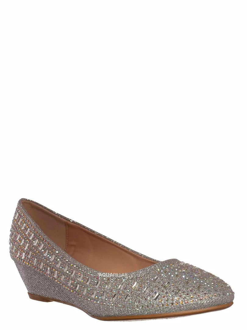 Forever Link Fisher3 Rhinestone Embellished Low Wedge Pump, Women Dress Shoes New