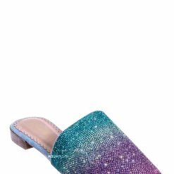 Wild Rose Elina1 Rhinestone Crystal Embellished Flat Mule - Womens Fancy Shiny Pointy Shoe