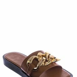 Bamboo New SideKick11 Padded Flatform Slpper W Oversize Chain - Womens Molded Footbed Slide