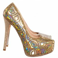 Blossom New Kinko Rhinestone Glitter Hidden Platform Pump - Women Heel