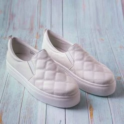 Bamboo New Story02 Flatform Quilted Sneaker -Women Matelassé Slip On Sporty Platform Loafer
