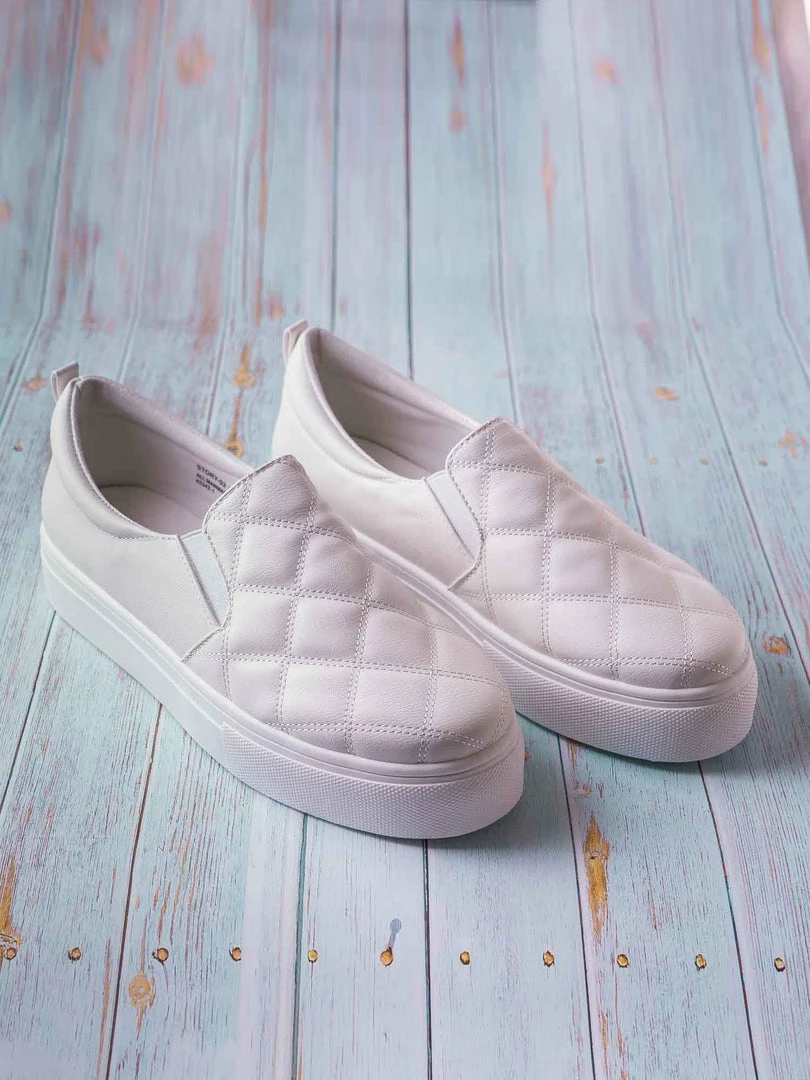 Bamboo New Story02 Flatform Quilted Sneaker -Women Matelassé Slip On Sporty Platform Loafer
