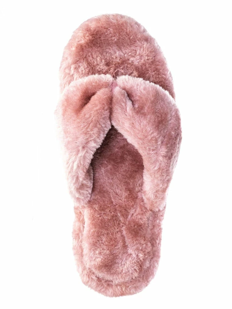 Bamboo New Warmness05 Fluffy Faux Rabbit Fur Sandal - Flatform Thong Flip Flop Slipper