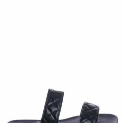Bamboo Moonbeam65 Quilted Double Strap Slides - Summer Slip On Flat Slipper Sandal