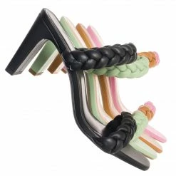 Soda Found Braided 3.5 Inch Block Heel Sandal - Women Thin Slide In Dress Mule