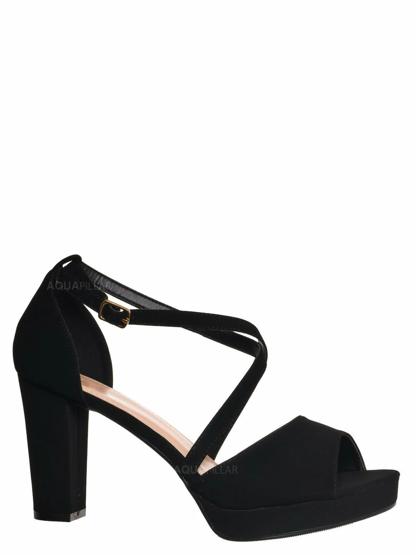 Top Moda Asia75 Cross Over Ankle Strap D'Orsay Pump - Women 3.5 Inch Block Heel Sandal
