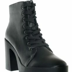 Bamboo New Instant05 Chunky Block Heel Lace Up Boots - Women Combat Bootie