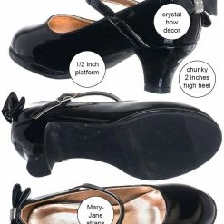 Little Angel Tasha922 Kids Block Heel Mary Jane Pump - Girl Wedding Dress Shoes