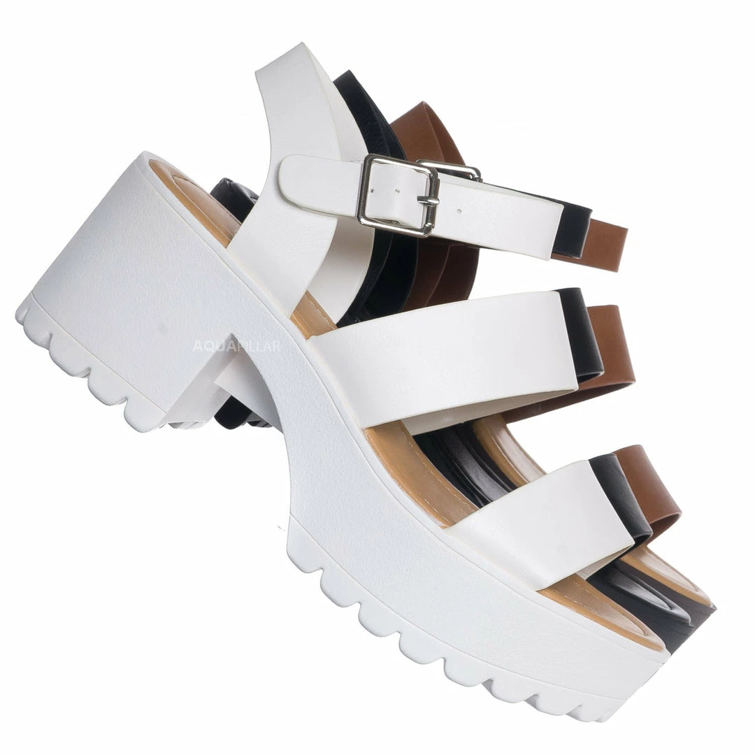 Soda Account Gladiator Lug Sole Clog Sandal, Women Open Toe Shoe New