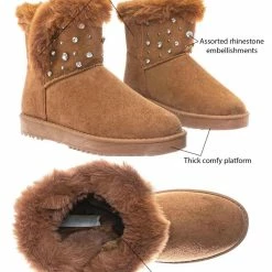 Forever Link Annie12 Snow Boots W Fur & Rhinestones
