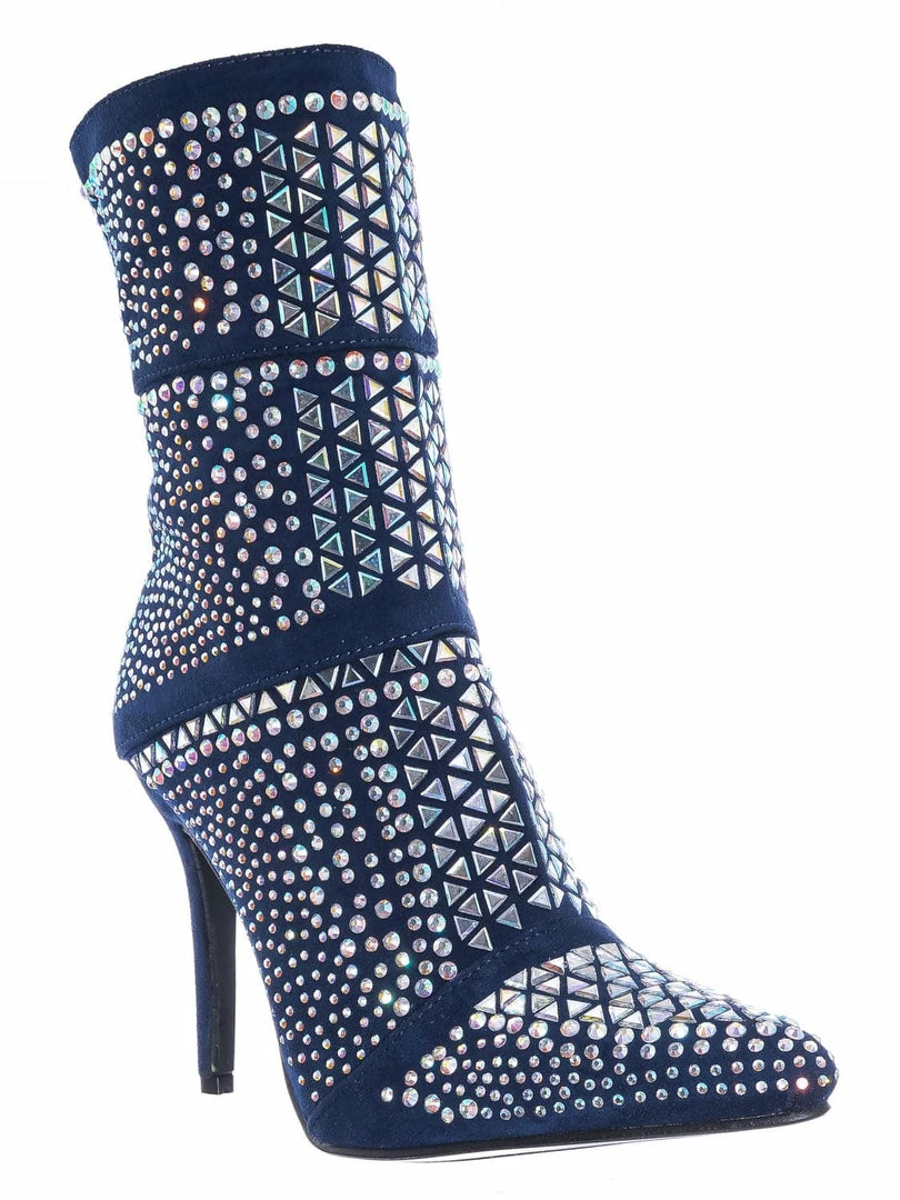 Forever Link Event98 Rhinestone Studded Stiletto Bootie- Womens Crystal Ankle Height Boot