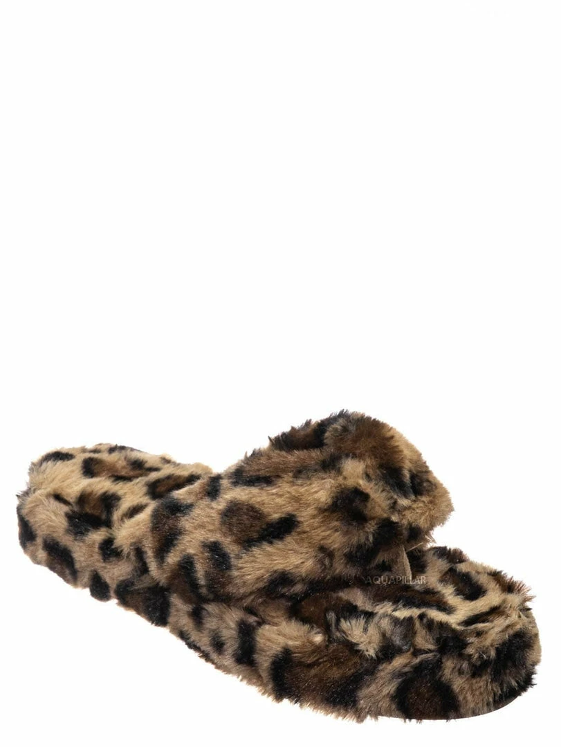 Bamboo New Warmness05 Fluffy Faux Rabbit Fur Sandal - Flatform Thong Flip Flop Slipper