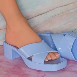 Glaze Delana3 Jelly Block Heel Clogs - Women Slip On Sandal